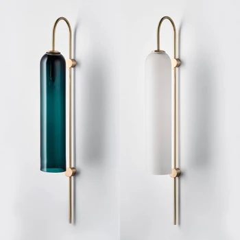 

Postmodern Simple LED Wall Lamp Nordic Bedside Bedroom Single Head Glass Sconces Study Living Room Corridor Creative Wall Lights