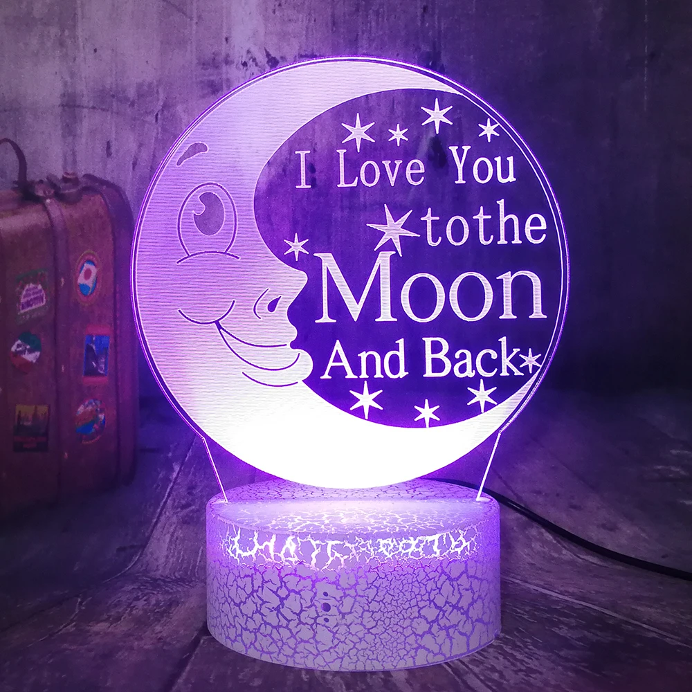 С надписью I Love You To The Moon and Back (мама я тебя 3D светодиодный ночной Светильник