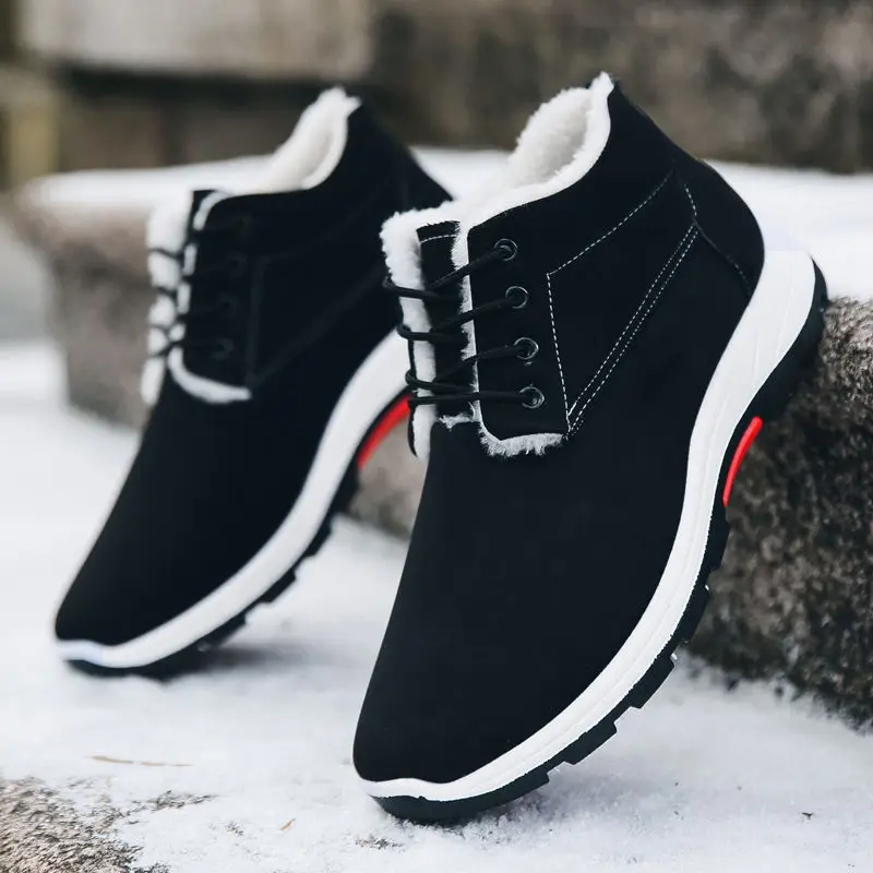Shoes Men Snow-Boots Winter Wear-Resistant New Velvet Ankle Comfortable Cotton
