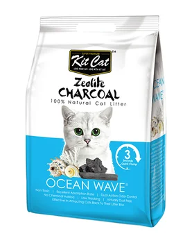 

KIT CAT KIT CAT ZEOLITE CHARCOAL OCEAN WAVE lumps filling the toilet for cats with the scent of the ocean breeze