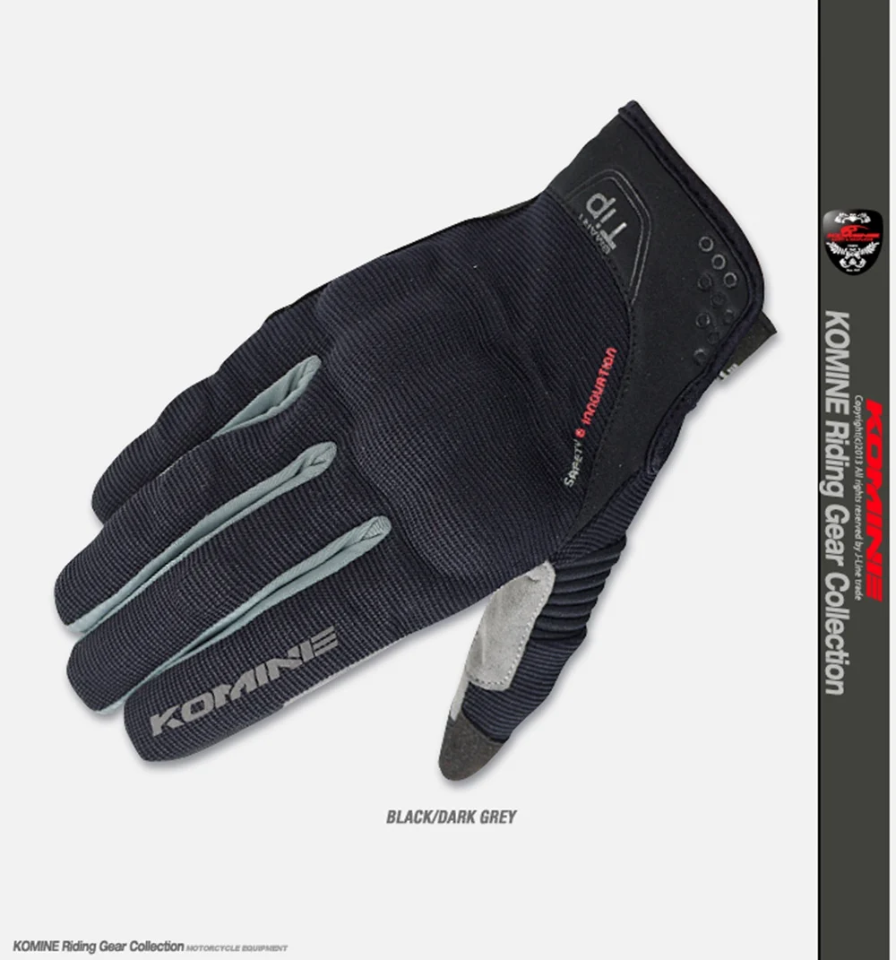 KOMINE GK183 Мотоциклетные Перчатки гонки мото Велоспорт Мотокросс перчатки мотоцикл защитный полный палец - Цвет: Темно-серый