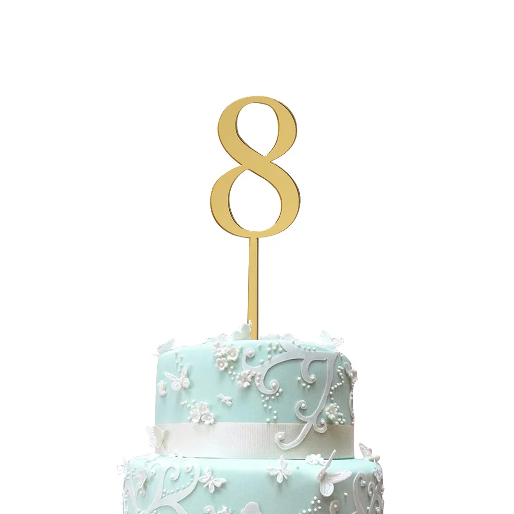 Number 8 6 шт. Золотой номер, для детей 0, 1 2 3 4 5 6 7 8 9 украшение для именинного торта акриловый Золотой дети ребенок день рождения Юбилей вечерние декоры - Цвет: Number 8