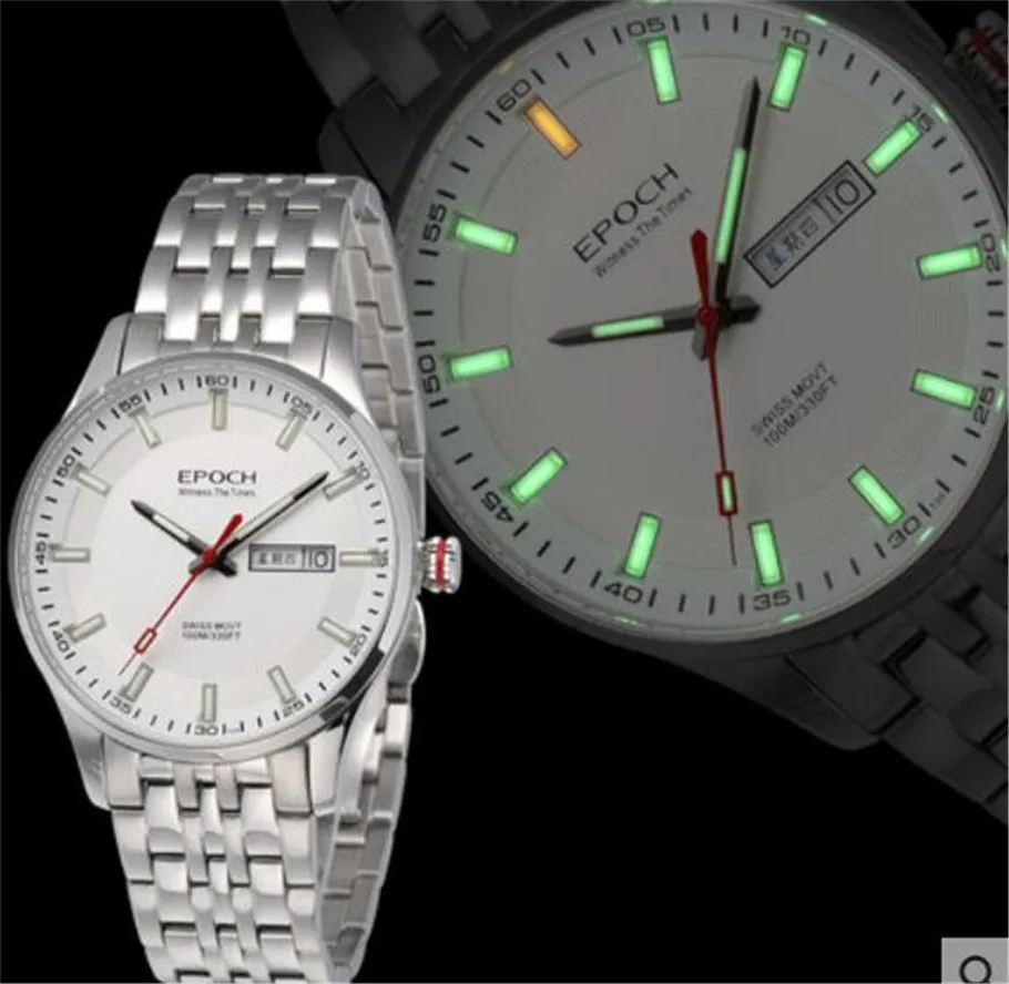 Мужские кварцевые часы EPOCH T25 светящиеся швейцарские Ronda Move t WR100M с сапфировым