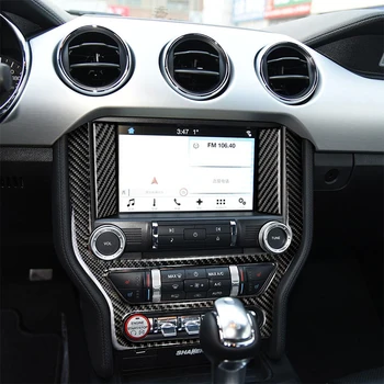 

For Ford Mustang Carbon Fiber Accessories Central Control Air Conditioning CD Panel Cover Trim Decoration Car Interior Sticker