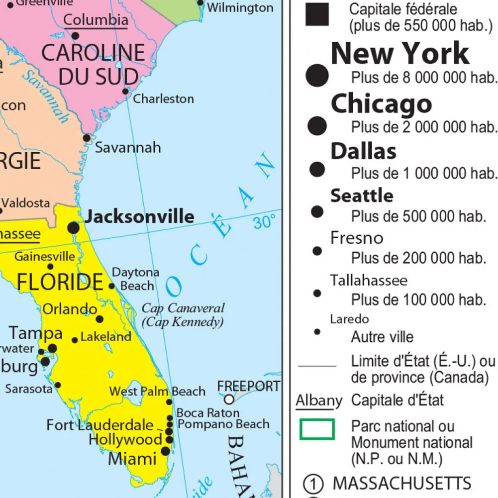 90*60cm mapa polityczna stanów zjednoczonych szczegółowa mapa we francuskiej ścianie plakat artystyczny na płótnie obraz dekoracyjny do domu szkolne