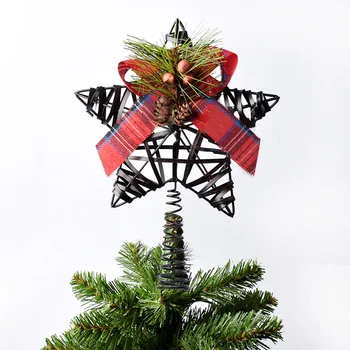 

Christmas decorations Christmas tree top dress up wrought iron five-pointed star glitter angel shape tree top star ornament