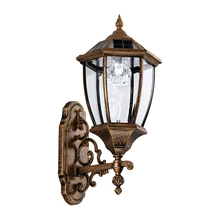 Outdoor Solar Wall Lamp with Light Sensor Waterproof Wall Light Outdoor Wall Sconce Led Hexagonal Light Fixture