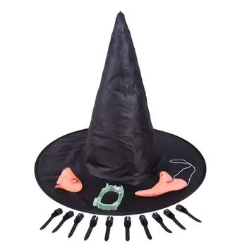 

Halloween Masquerade Novelty Witch Hat Nail Denture Set Decorative Party Personality Dress Up Props Dropshipping