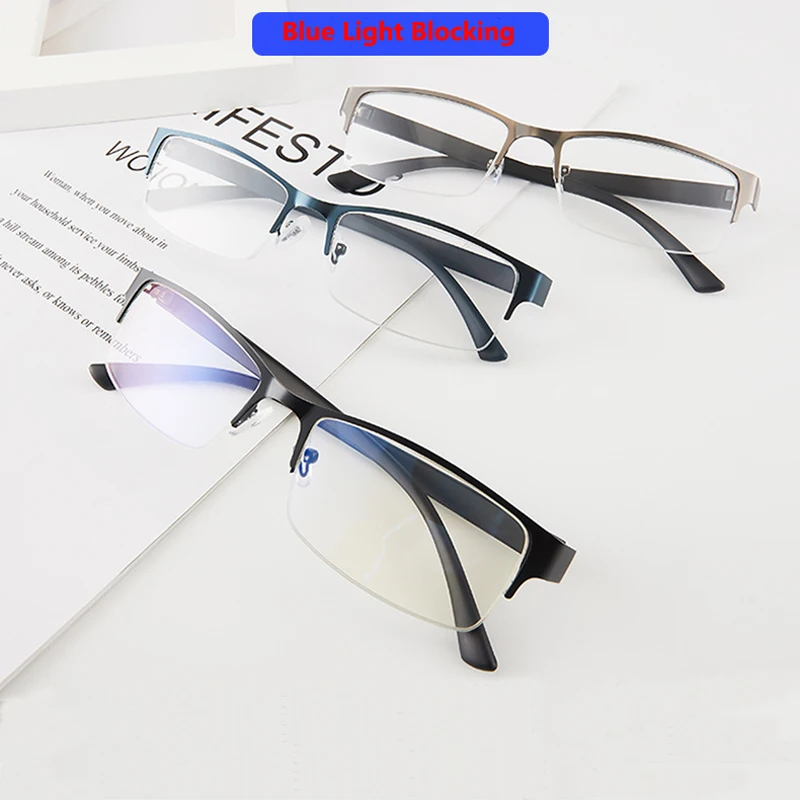 Fertig Myopie Brille Halb-rahmen Business männer Kurzsichtige Brillen  Dioptrien 0-1,0-1,5-2,0-2,5 zu-6,0 Kurzsichtig Brille _ - AliExpress Mobile