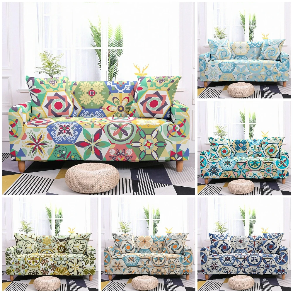 Hexagon Plaid Sofa Cover Modern Elastic Slipcover for Bedding Living Room Armchair Couch Corner 1/2/3/4 Seat | Дом и сад