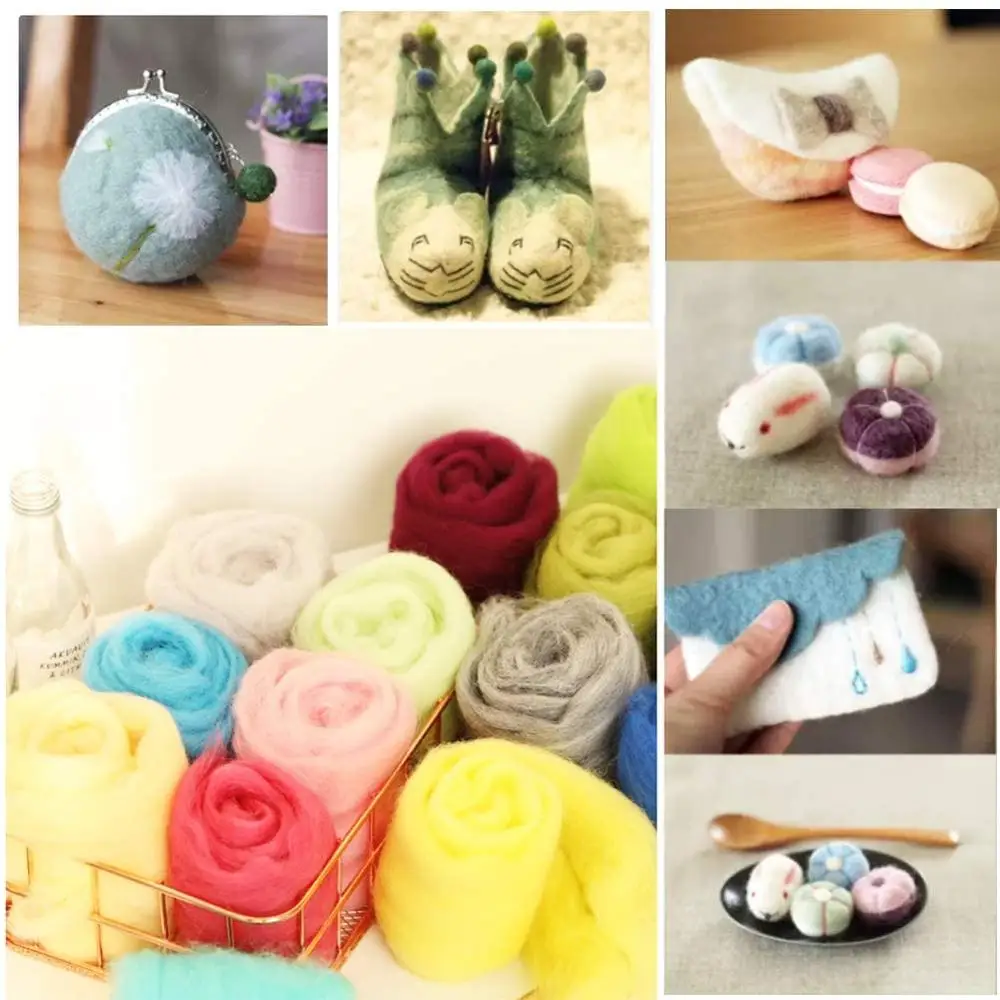 Imzay 18 Colors Needle Felting Wool Core Wool For Needle Felting Beginners  Fibre Wool Yarn Roving With Plastic Storage Box - AliExpress