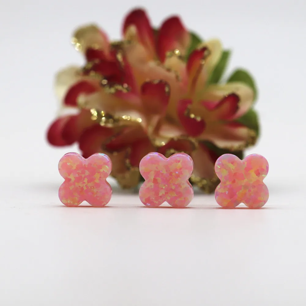 

(5pcs/lot)New Arrived 10mm pink/blue Synthetic Opal Flower opal pendant opal stone side hole for necklace