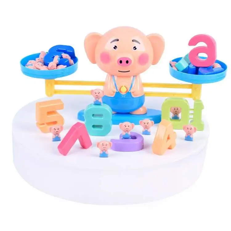 Игра для матча по математике, настольные игрушки, обезьяна, кошка, матч, балансировка, шкала, баланс, игра для детей, обучающая игрушка, чтобы узнать, добавить и вычесть - Цвет: pig