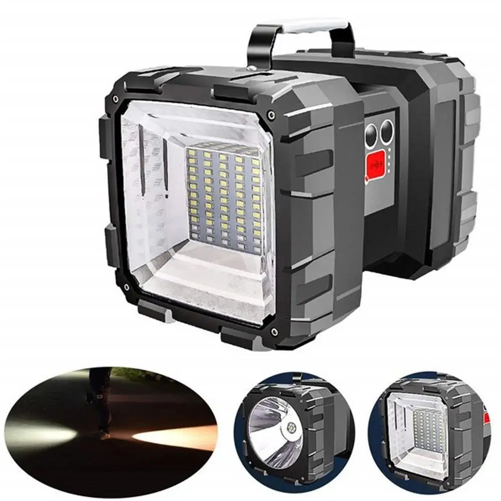 

Rechargeable Flashlight 10000mAh Phone Charger Outdoor Hiking Floodlight W844 Double Head Searchlight Super Bright 100000lm