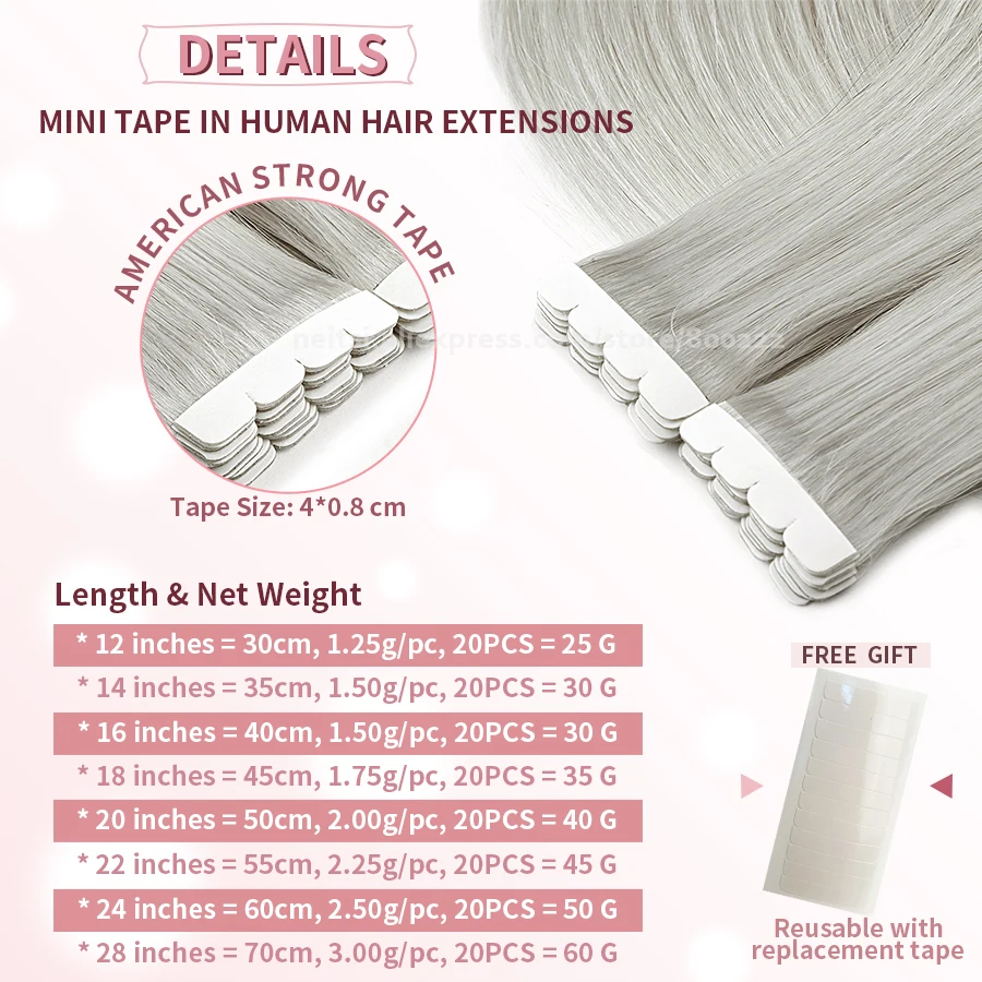 Neitsi Mini Tape In Human Hair Adhesive Extensions 12