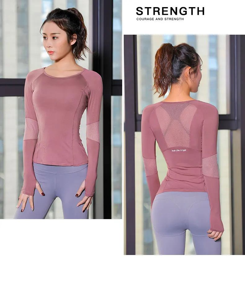 Workout Tops Women's Sports Wear Fitness Women Jersey knitting Long Sleeve Gym Woman Tight Sport Shirt Yoga Top Female T-shirt