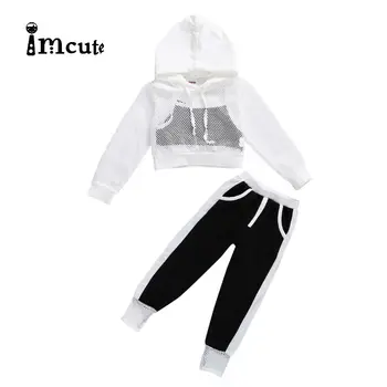 

Imcute 3Pcs Clothes For Girls Sport Casual Mesh Hoodies Pants Girl Clothes Set Sweat Girls Clothes Fashion Kids Suit Steetwear