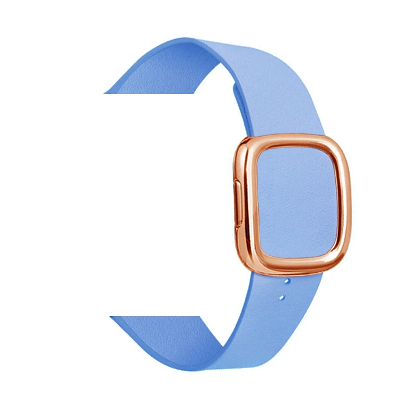 Sky blue 3 Кожаный ремешок современный стиль ремешок для наручных часов Apple watch 5 4 полосным 44 40 мм спортивный браслет на запястье, аксессуары для наручных часов iWatch 3/2/1 42 38 мм - Цвет ремешка: Sky blue 3