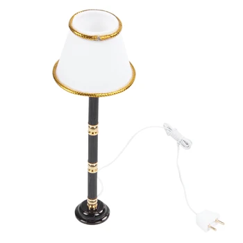 

White 1/12 Dollhouse Miniature LED Light Switch Floor Lamp