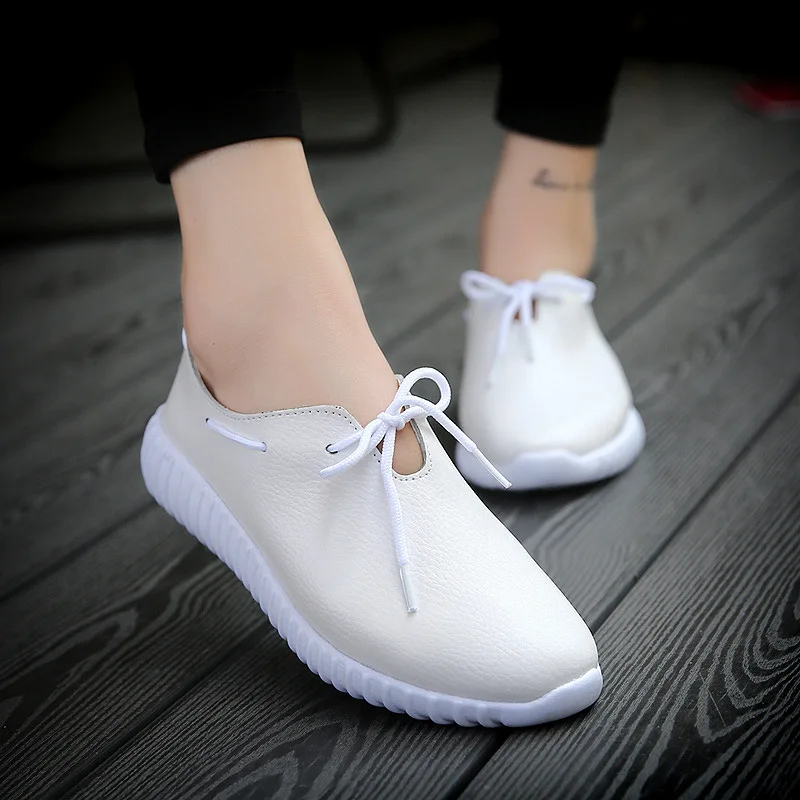 Women sneakers flats shoes genuine leather lace up round toe moccains shoes women loafers boat shoes ladies creepers