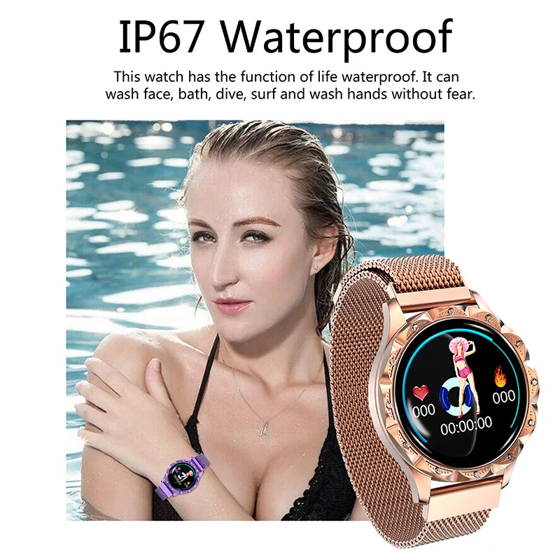 Round Smart Bracelet for Women Waterproof Blood Pressure Heart Rate Measuring New Arrival