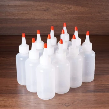 

LBER 15 Pack 4 Ounce(120Ml) Squeeze Dispensing Bottles with Red Tip Caps - Good for Crafts, Art, Glue, Multi Purpose