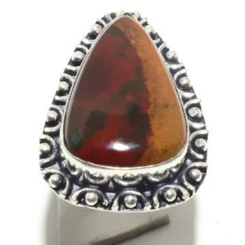 

Bloodstone Ring Silver Overlay over Copper, USA Size 6.5 , R5812