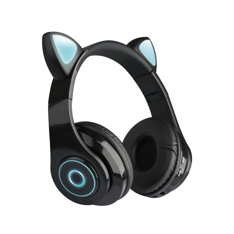 Bluetooth 5 0 Headphones Wireless Over Ear Cat Ear Headphones With LED Light Foldable Noise Cancelling Girls Kids Cute Headset
