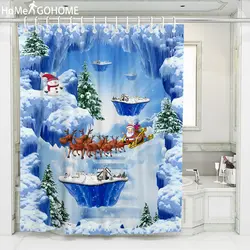 3D принт Снежный пейзаж шторы для ванны с рождественским узором шторы для ванной из водонепроницаемой ткани занавес Санта Клаус Ванна