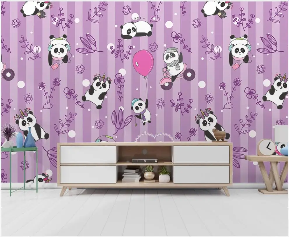 

3d wallpaper custom photo mural on the wall Cartoon hand drawn panda balloon children room home decor wall paper for living room