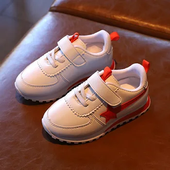 

HOT SALES 2020 New Children's White Shoes Lightweight Sneakers Boy Girls Pentagram Solid Color Running Shoes