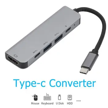 

Durable 5 in 1 USB 3.1 HUB Converter Wear-resistant Classic Delicate 4K Video HDMI Type C 2 USB 3.0 PD Charging Adapter