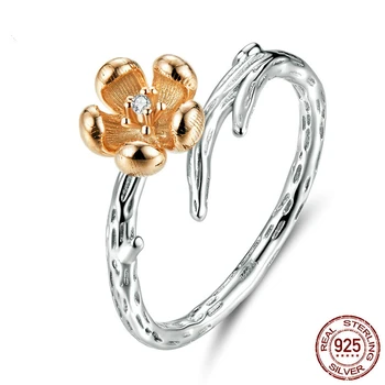 

DISINIYA Hot Sale Authentic 925 Sterling Silver Flower with Twisted Branch Finger Ring for Women Sterling Silver Jewelry ZSCR599