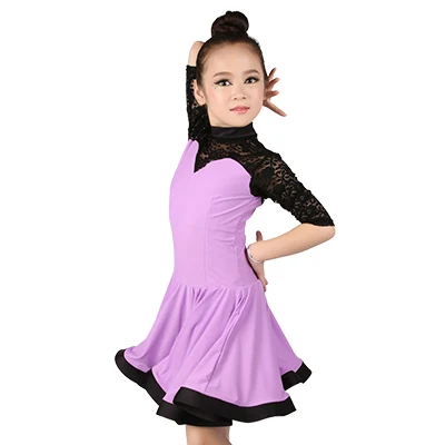 Бальные платья для девочек, платья для танцев, платья для латиноамериканских танцев, танцевальные костюмы фламенко длиной до колена - Цвет: GD1780 Puple