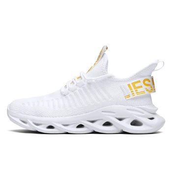 

New Flying Woven Men's Non-slip Wear-resistant Trend Sports Shoes Light and Comfortable Casual Shoes Lace Outdoor Running Shoes