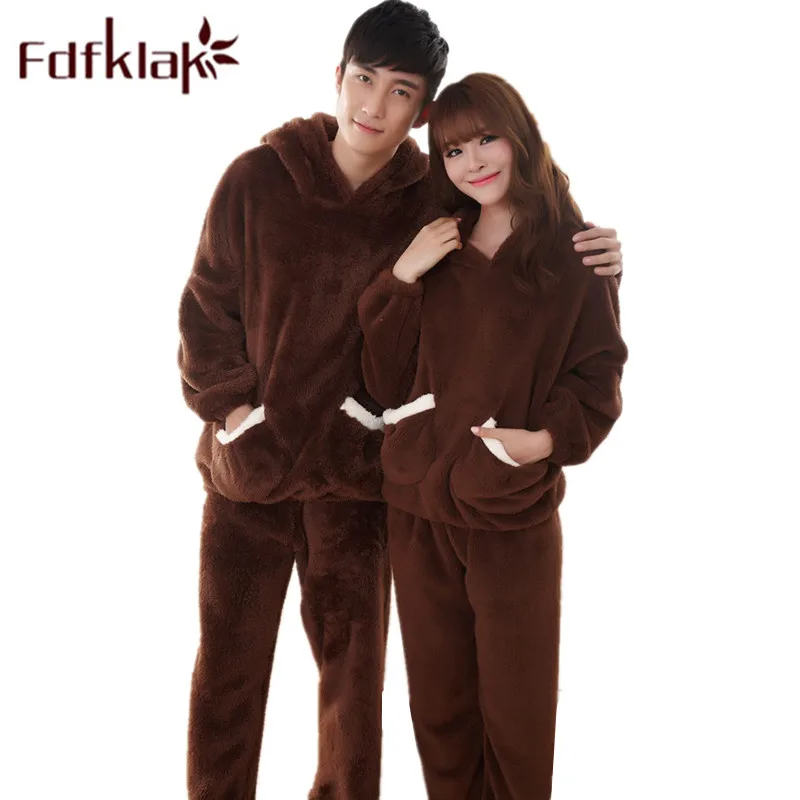 Fdfklak фланелевые парные пижамы, теплый ночной костюм, одежда для сна, пижама, зимний пижамный комплект, утепленная Домашняя одежда XXL, пижама, одежда для сна