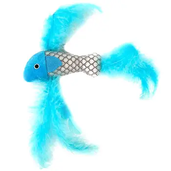 

Dorakitten 1pc Cat Toy Fake Feather Fish Shape Pet Chew Toy Kittens Play Interactive Toys With Catnip Pet Supplies Cat Favors