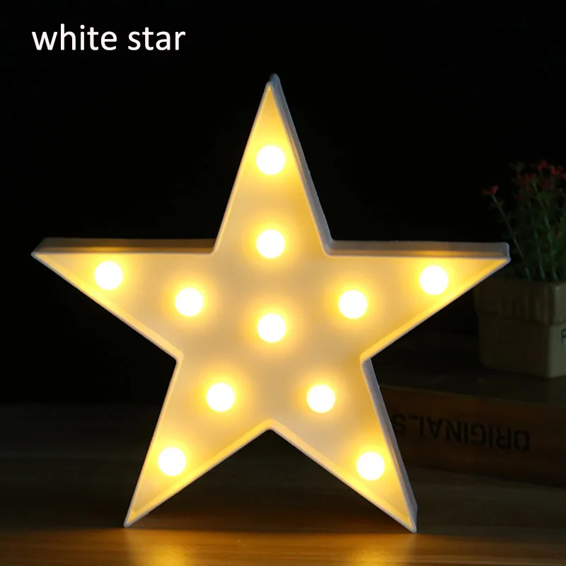 Новинка 3D милый светодиодный светильник в виде животного для спальни, единорог, фламинго, звезда, сердце, домашний декор, настенный светильник на батарейках, детская игрушка - Цвет: Star white