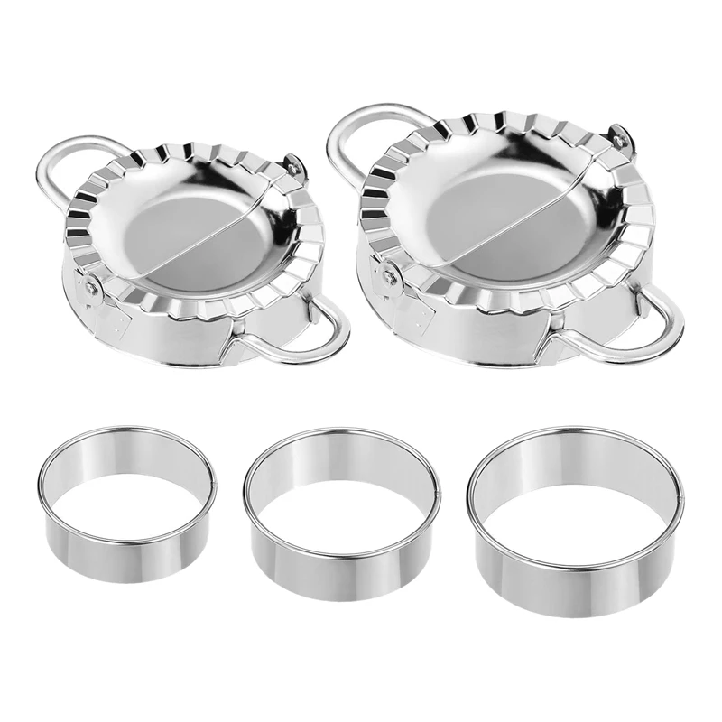

Stainless Steel Dumplings Maker, 2 Dumpling Molds 3 Dumpling Skin Maker,Chinese Dumpling Cutter Pie Ravioli Empanadas Press Mold
