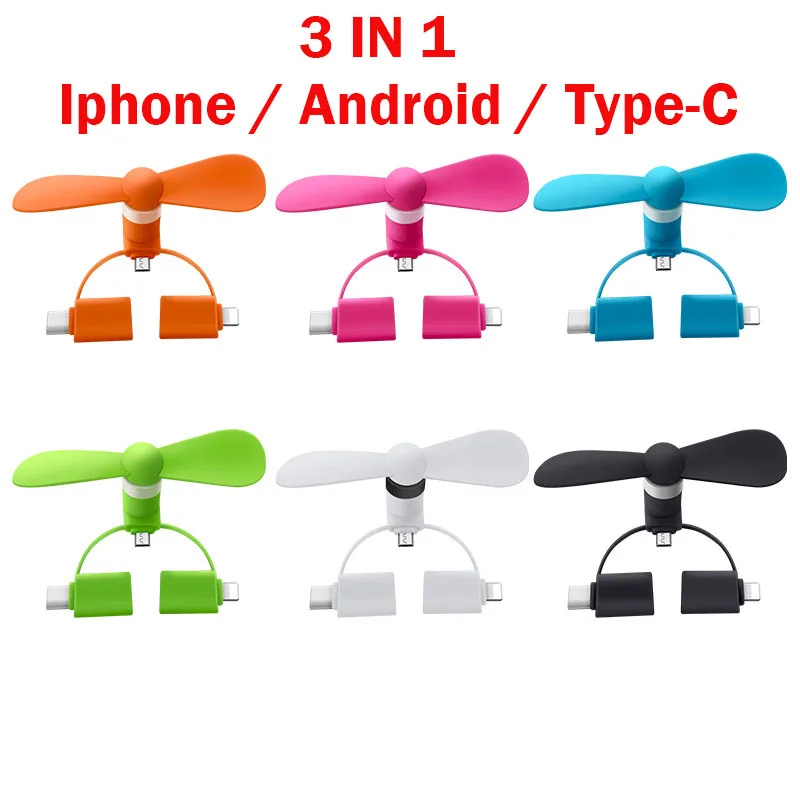3 в 1 портативный мобильный телефон мини USB Вентилятор Кулер для Android Type C микро iPhone