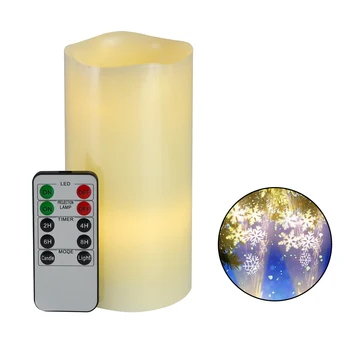 

Night Light Flameless Party New Year Kids Gift Tealight Snow Projector Lamp Christmas Decoration With Remote Control LED Candle
