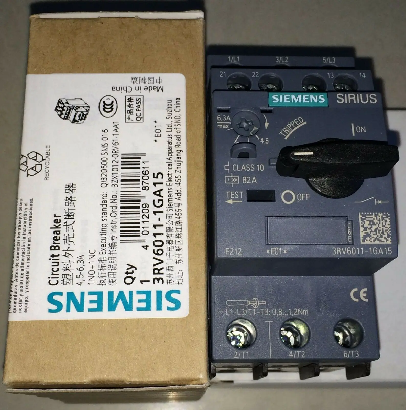 1PCS New Siemens plastic shell breaker 3RV1011-1KA15 