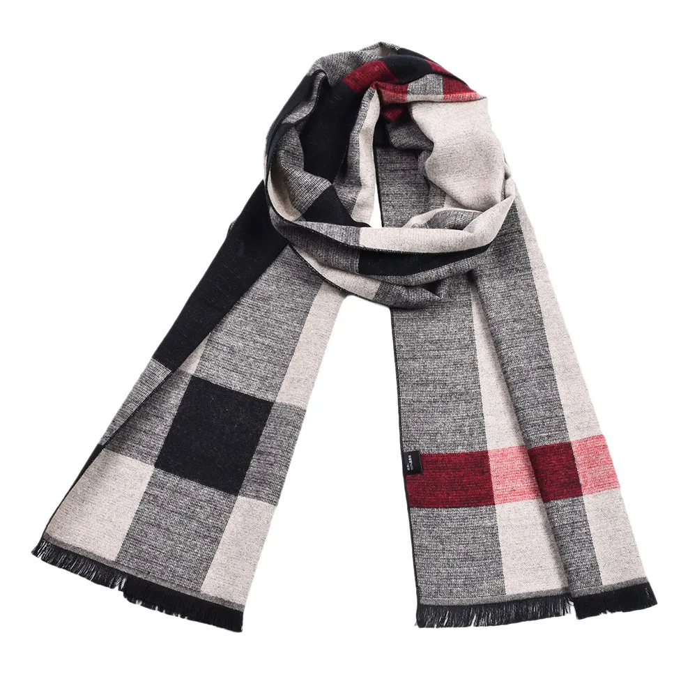 Зимний мужской шарф Классический клетчатый узор вязаный длинный шарф из хлопка теплый вязаный на заказ шаль кашемировый шарф шарфы