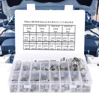 

Thread Repair Tool 120pcs M6-M18 Stainless Steel Metric Thread Repair Insert Kit for Car Thread Repair
