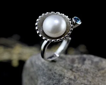 

S925 silver jewelry pure hand silver pearl ring