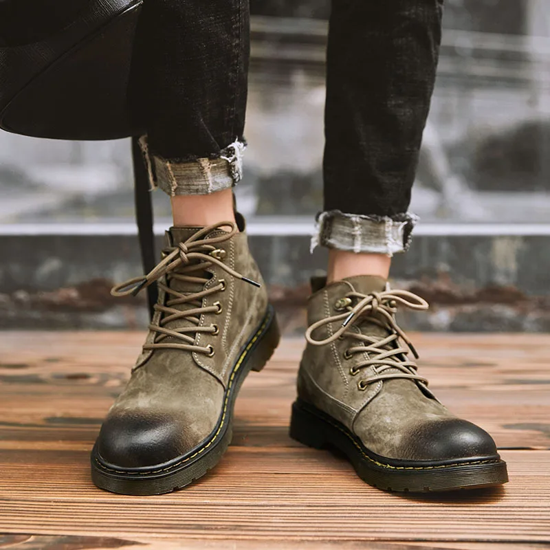 

2018 New Style Martin Boots Men's British-Style Versatile Thick Hight-top Work Shoes Winter plus Velvet Warm Men's Boots Fashion