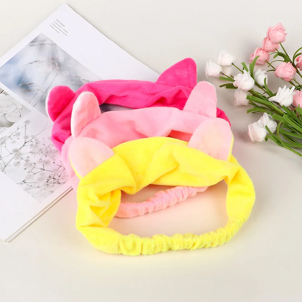 Эластичная мягкая повязка на голову с милыми кошачьими ушками для мытья