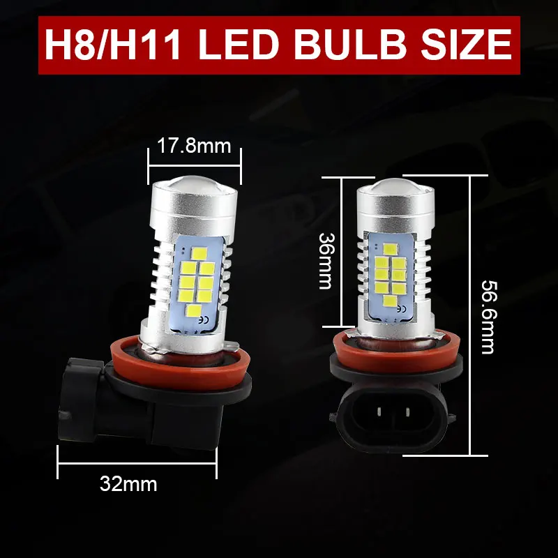 2Pcs Canbus H8 LED Auto Fog Light Bulbs 6000K Xenon White Replace Fog Light  For BMW E60 E61 E63 E64 E92 X5 E90 X6 E82 E87 E89