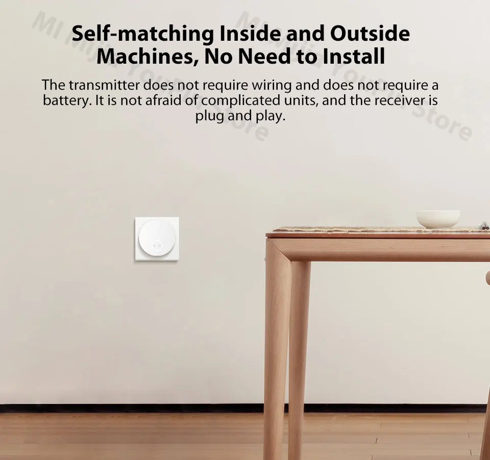 Xiaomi Mijia Linptech WIFI Self-power-generating Wireless Doorbell Work with Mijia APP Smart Control Memory Function AC 110-240V (7)