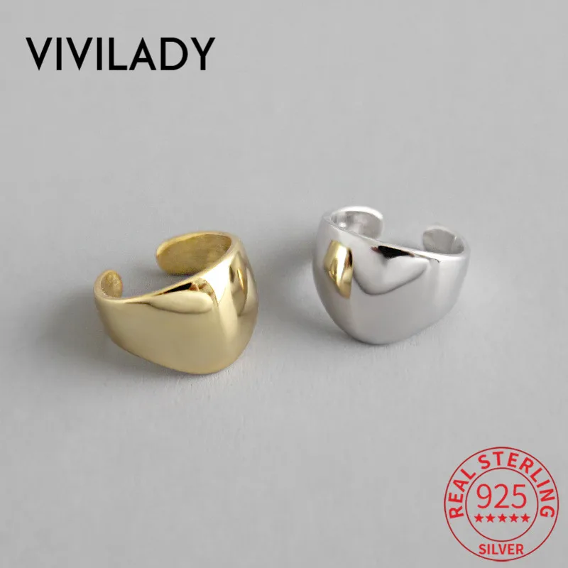 VIVILADY, в стиле панк, подлинные, 925 пробы, серебряные, круглые, женские серьги, клипсы, гладкие, золотые, серебряные, без ушей, ювелирные изделия, бижутерия
